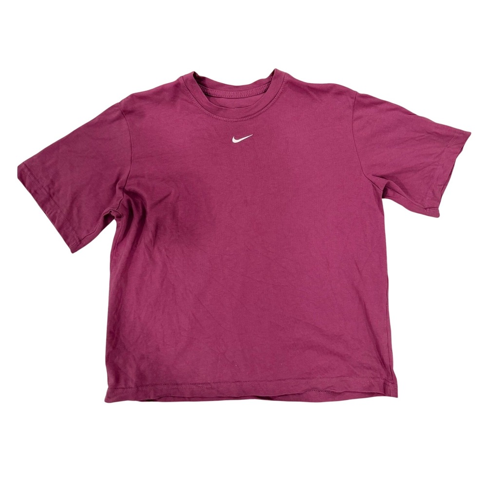 Nike Womens Oversized T-Shirt Fuchsia Magenta Embroidered Swoosh Tee Small